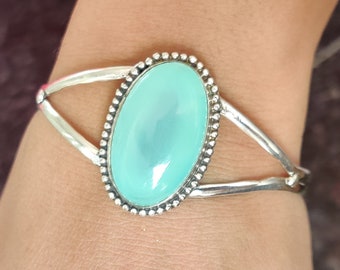 Aqua Chalcedony Bangle, 925 Sterling Silver, Women Ring, Gift For Her, Handmade Bangle, All Occasion Ring, Healing Bangle, Gift Items ******