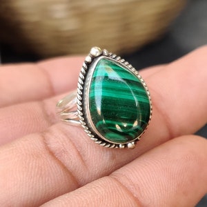 Natural Malachite Stone Ring ,German Silver Ring, Handmade Ring ,Statement Ring,beautiful Ring ,Personalized Ring,Gift For Her,Gift For Love