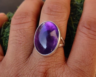 Handgefertigter Amethyst-Ring aus 925er Sterlingsilber