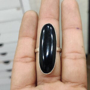 Black Onyx Gemstone Ring* 925 Sterling Silver ring* 10x20mm Oval Shape Ring* Beautiful Ring* Amazing Ring* Simple Band ring* Gift Jewelry***