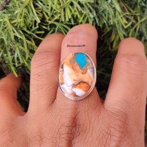 Auster Kupfer Türkis Ring, 925 Sterling Silber Ring, Ehering, Versprechen Ring, Geschenk für Frauen, Silberschmuck, Geschenk für sie