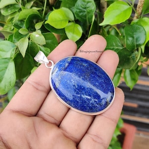 Lapis Lazuli Pendant, 925 Sterling Silver Pendant Necklace, Big Size Gemstone Pendant, Handmade Jewelry, For Women, For Valentine Gift