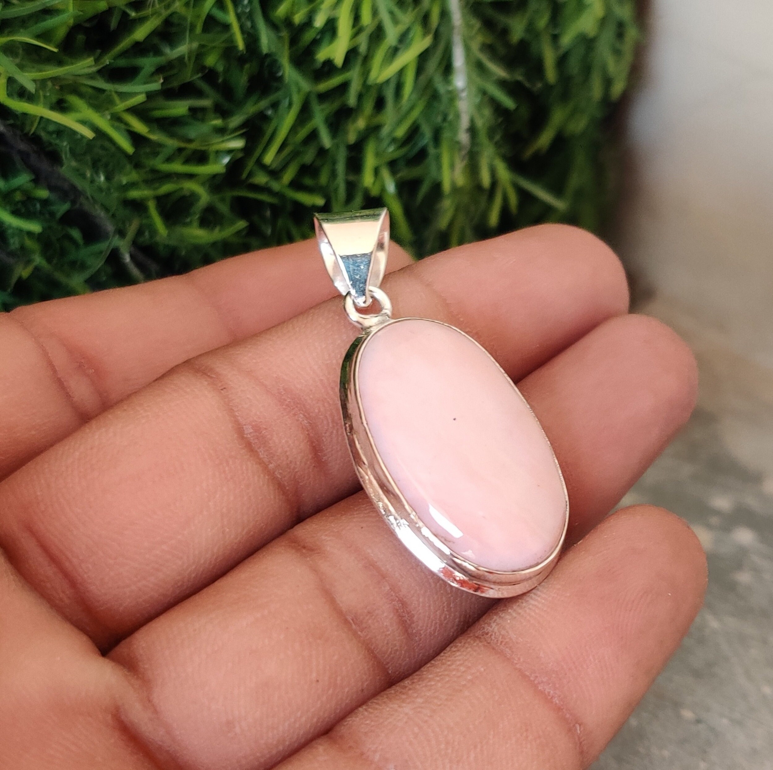 Collier En Argent Avec Opale De Feu Rose Triplet 25x17 Mm Et Topaze Rose - Neuf Sans Emballage