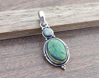 Monarch Opal Sterling Silver Pendant: Handmade Women's Necklace