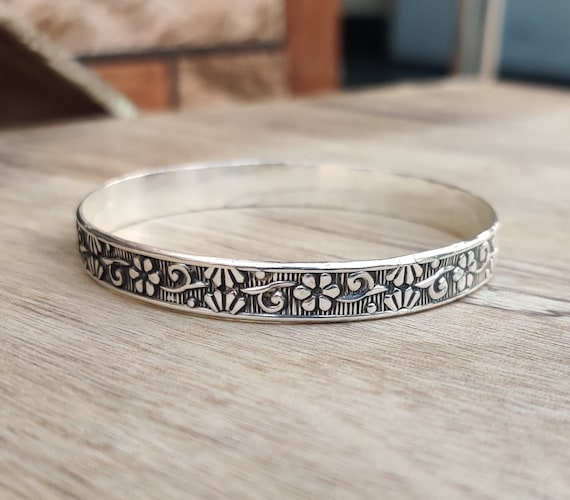 925スターリングシルバーバングルブレスレット：カスタム刻印