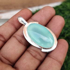 Aqua Chalcedony Pendant, 925 Sterling Silver Necklace, Beautiful Neck Jewelry, Blue Chalcedony Pendant, Handmade Pendant, Gift Pendant, ****