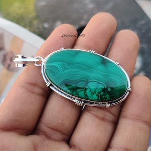 Colgante original de piedras preciosas de malaquita en plata de ley 925 elegantes piedras preciosas naturales/colgante unisex/joyería de plata fina el mejor regalo para las mujeres