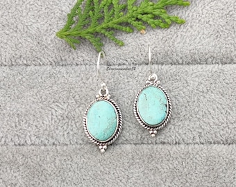 925 Sterling Silver Turquoise Gemstone Earring  Handmade Statement Earring