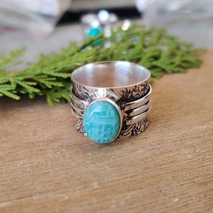 Larimar Ring, Spinner Ring, 925 Silver Spinner, Handmade Ring, Statement Ring, Fidget Ring, Worry Ring, Thumb Ring, Women Ring, Gift For Her