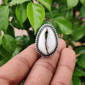 Natural Money Cowrie Sea shell ring, handmade ring, gift ring, Natural Sea shell ring, boho ring, women's ring, statement ring