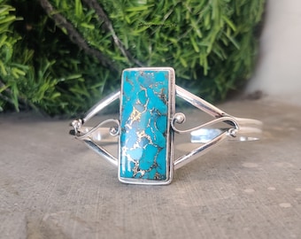 Oyster Copper Turquoise Bangle , 925 Sterling Silver Bangle , Handmade Bangle , Gift for Women , Natural Gemstone Bangle , Gift her.