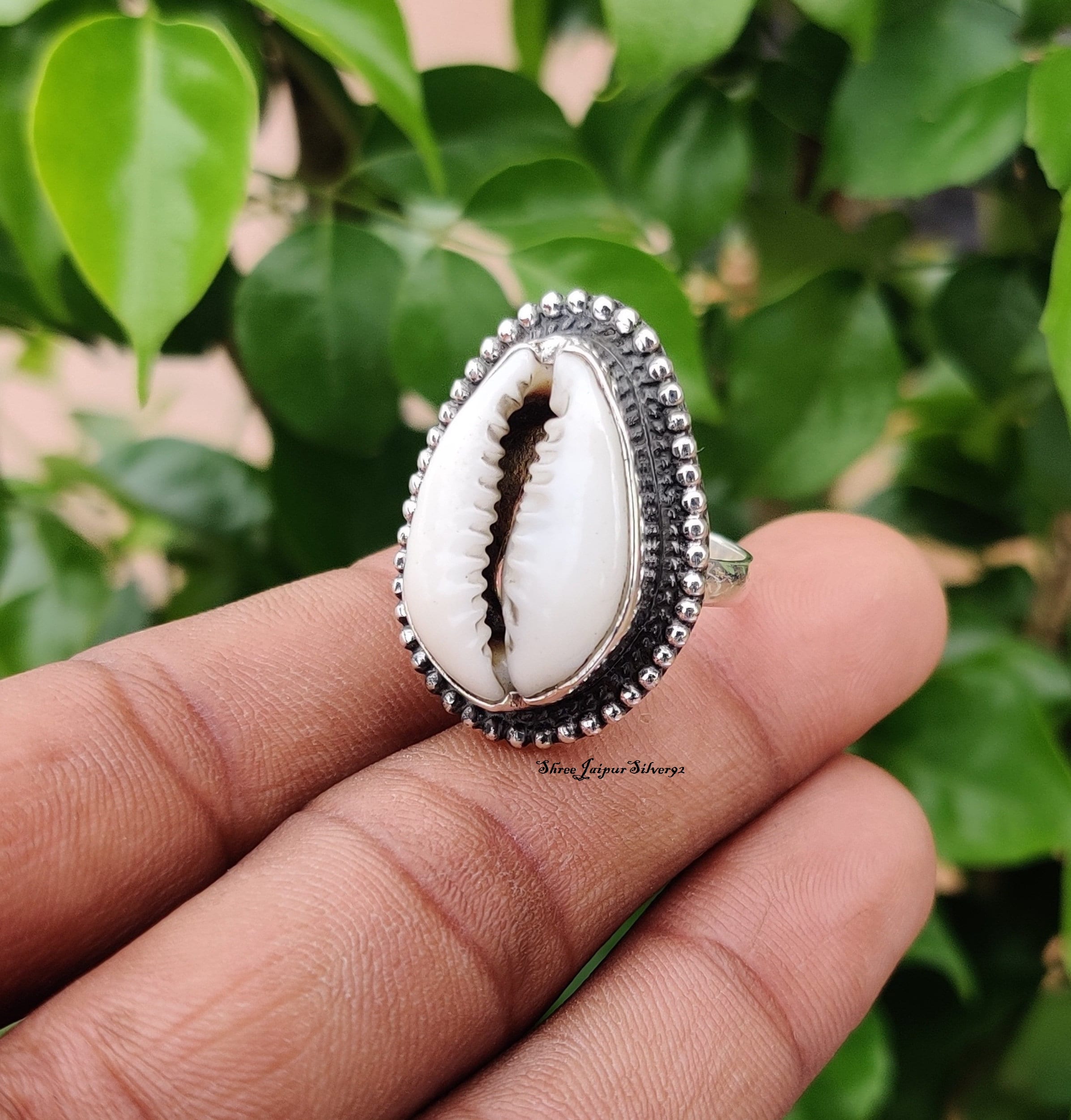 Natural Money Cowrie Sea shell ring, handmade ring, gift ring, Natural Sea shell ring, boho ring, women&#39;s ring, statement ring