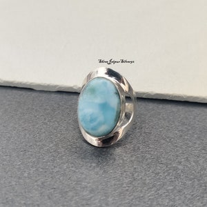 Ocean Larimar Ring, 925 Silver Ring, Women Ring, Statement Ring, Larimar Ring, Healing Stone Ring, Daily Use Ring, Promise Ring,Gift For Her