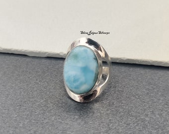 Ocean Larimar Ring, 925 Silver Ring, Women Ring, Statement Ring, Larimar Ring, Healing Stone Ring, Daily Use Ring, Promise Ring,Gift For Her