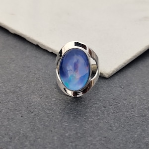 Amazing Rainbow Fire Tear Drop Aurora Opal Rings- 925 Sterling Silver Jewelry- Handmade Jewelry- Birthday Gift Engagement Rings Gift For Her