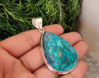 Shattuckite Pendant, 925 Sterling Silver, Statement Pendant, Handmade Pendant, Gemstone Pendant, Stone Of Truth, Shattuckite stone