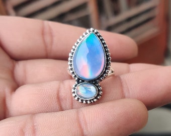 Blauer Ozean Opal Edelstein Ring 925 Sterling Silber Ring Bestes Geschenk für Frauen Handgefertigter Edelstein Ring Jubiläumsring, Designer Ring Geschenk