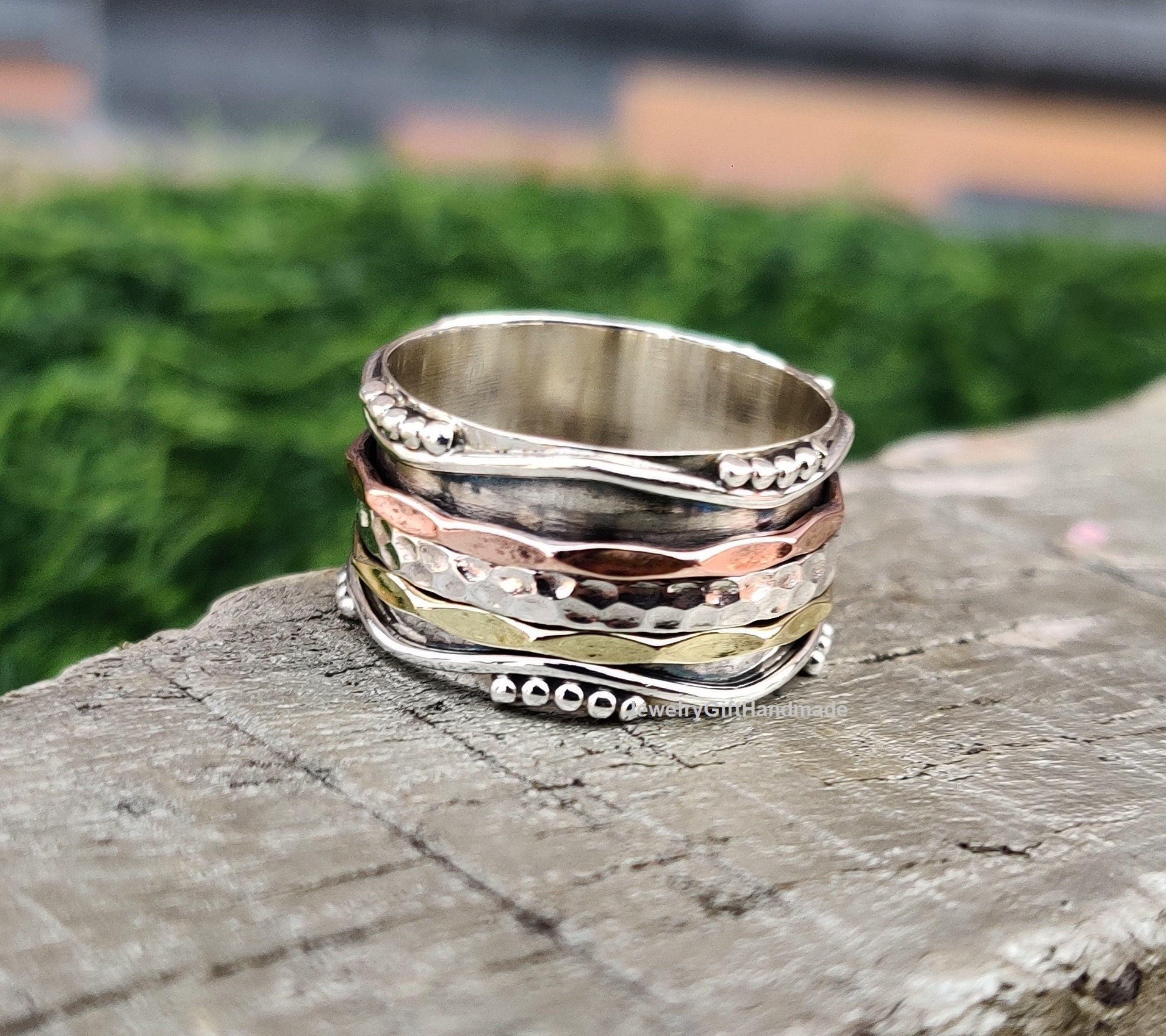 Amazon.com: Floral Texture Spinner Rings for Women-Spinning Band Ring for  Anxiety-Ring for Meditation-Gift Ring for -925 Sterling Silver Spinner Wide  Band Ring Gift Size 13 : Handmade Products