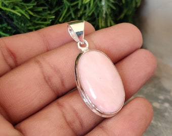 Pink Opal Pendant Necklace: 925 Sterling Silver, Designer Unique Jewelry