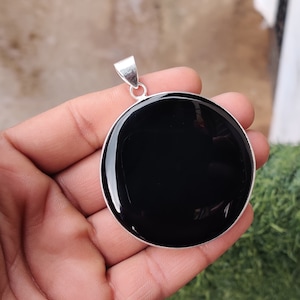 Black Onyx Pendent, Awesome Pendent, Women Neck Jewelry Item, 925 Sterling Silver, Handmade Pendent, Silver Jewelry Gift Pendent, PK30