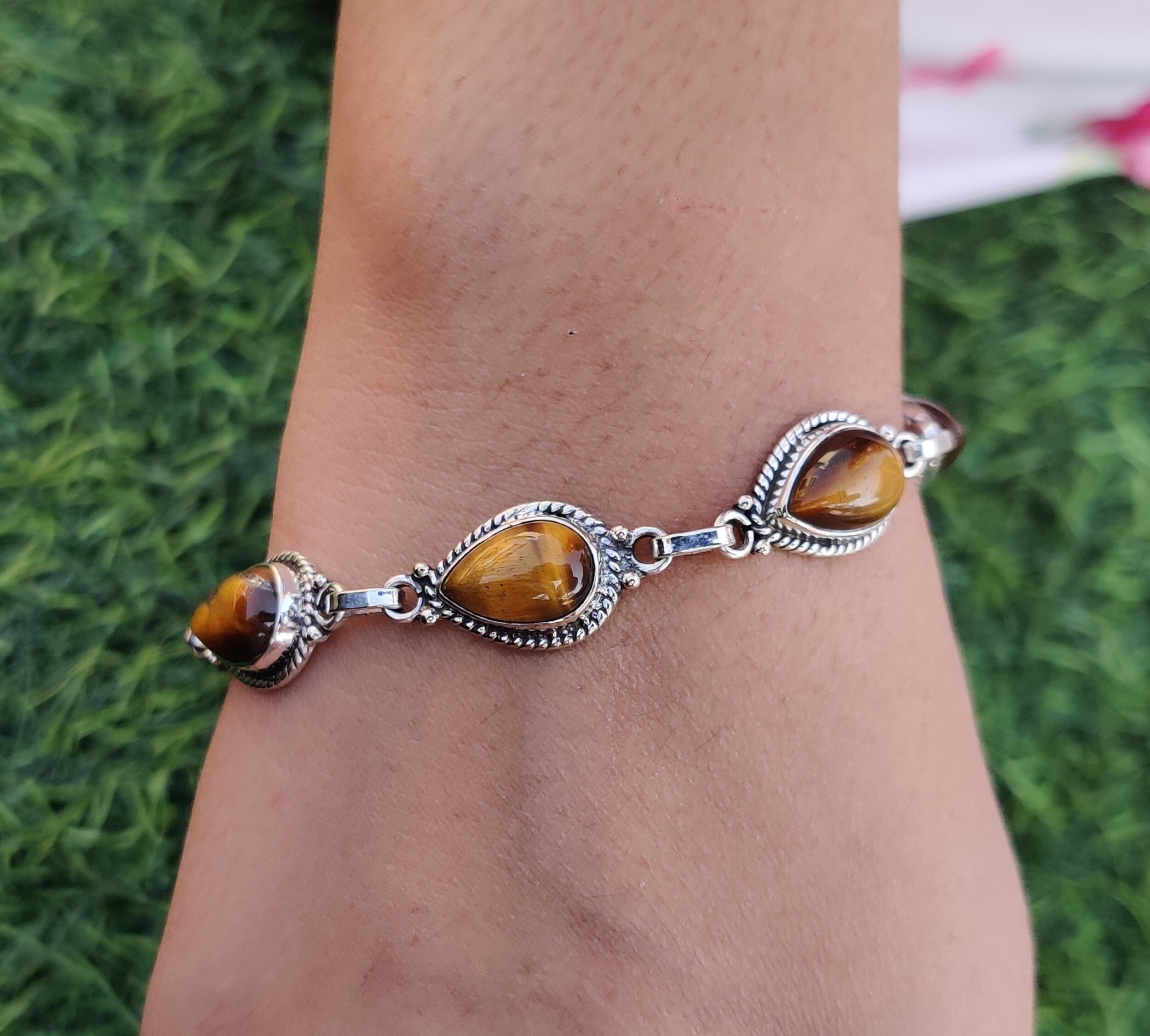 Tiger Eye Crystal Bead Bracelet, Handmade Crystal Bracelets