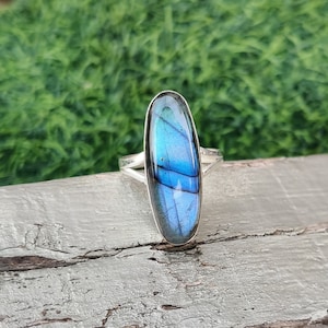 Labradorite Long Ring, Handmade Ring , Unique Gift, Lovely Ring, Designers Ring , Gift For Her, Fantastic Labradorite Ring,Wonderful Ring