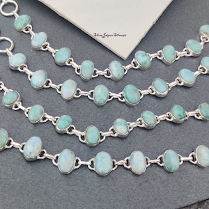 Larimar 925 Silver Bracelet, Dainty Bracelet, Handmade Bracelet, Gemstone Bracelet, Natural Larimar, Chain Bracelet, Larimar Jewelry