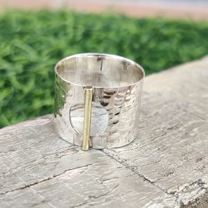 925 Sterling Silver Band Ring: Hammered Texture, Minimalist Jewelry