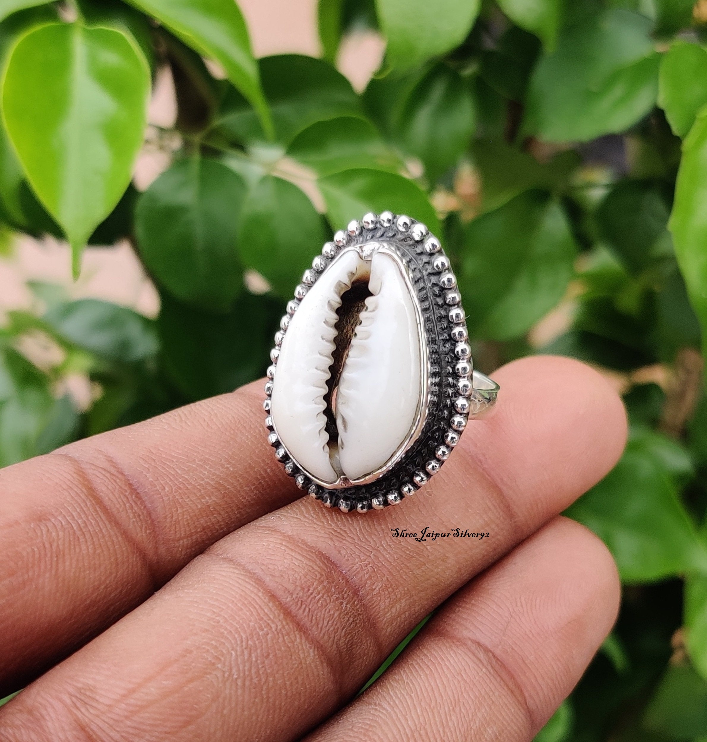 Natural Money Cowrie Sea shell ring, handmade ring, gift ring, Natural Sea shell ring, boho ring, women&#39;s ring, statement ring