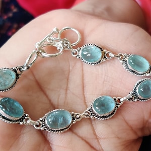 Beautiful Aquamarine Bracelet, 925 Sterling Silver, Bridesmaid Gifts, bracelets for women, friendship bracelets, aquamarine jewelry ********