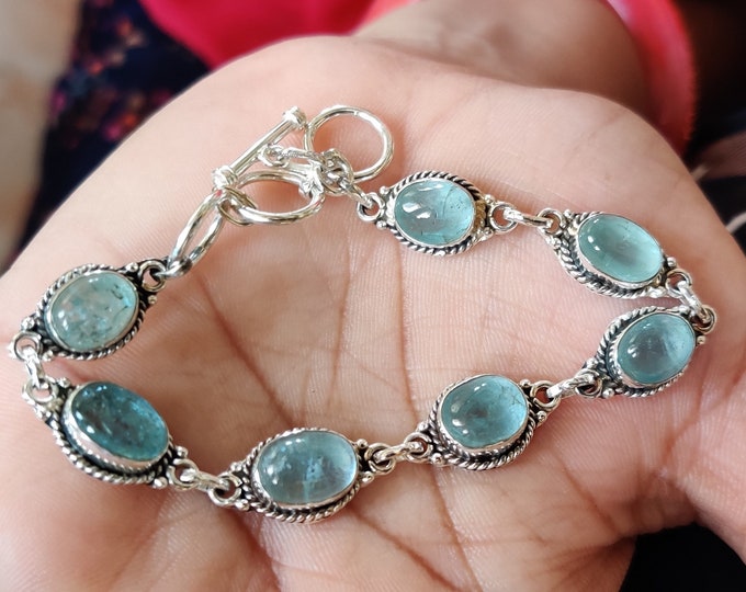 Beautiful Aquamarine Bracelet, 925 Sterling Silver, Bridesmaid Gifts, bracelets for women, friendship bracelets, aquamarine jewelry ********
