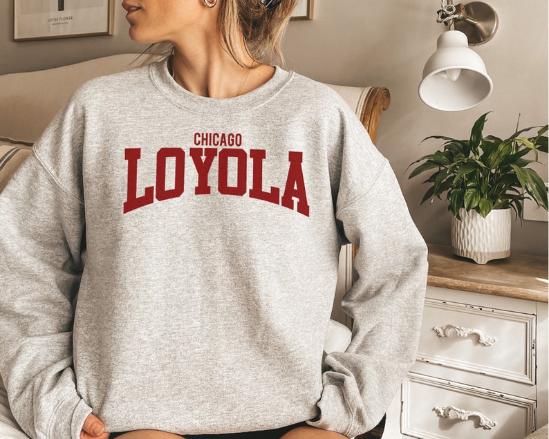 Loyola Chicago-tröja, collegetröja, universitetshoodie, present till student Sport Grey