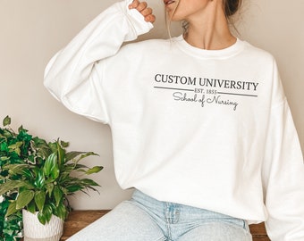 Anpassad collegetröja, skräddarsydd skoltröja, universitetströja med specialdesign, personligt collegeprogram