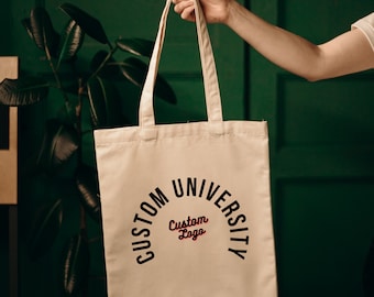 カスタム大学キャンバストートバッグ、ナチュラルトートバッグ、パーソナライズバッグ、名前入りショッピングバッグ、カスタムトート