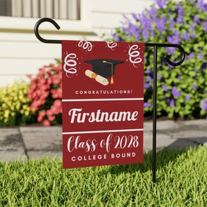 Custom College Bound Yard Flag, Custom College Sign, College Garden Flag, College Bound Flag, Personalized College Yard Flag image 1