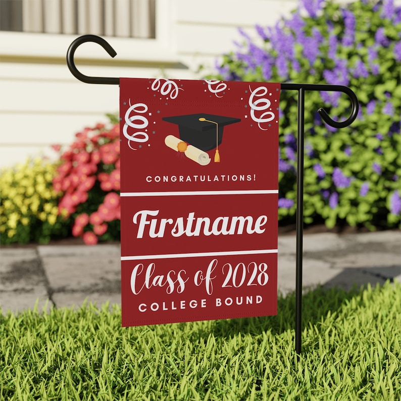 Custom College Bound Yard Flag, Custom College Sign, College Garden Flag, College Bound Flag, Personalized College Yard Flag image 1