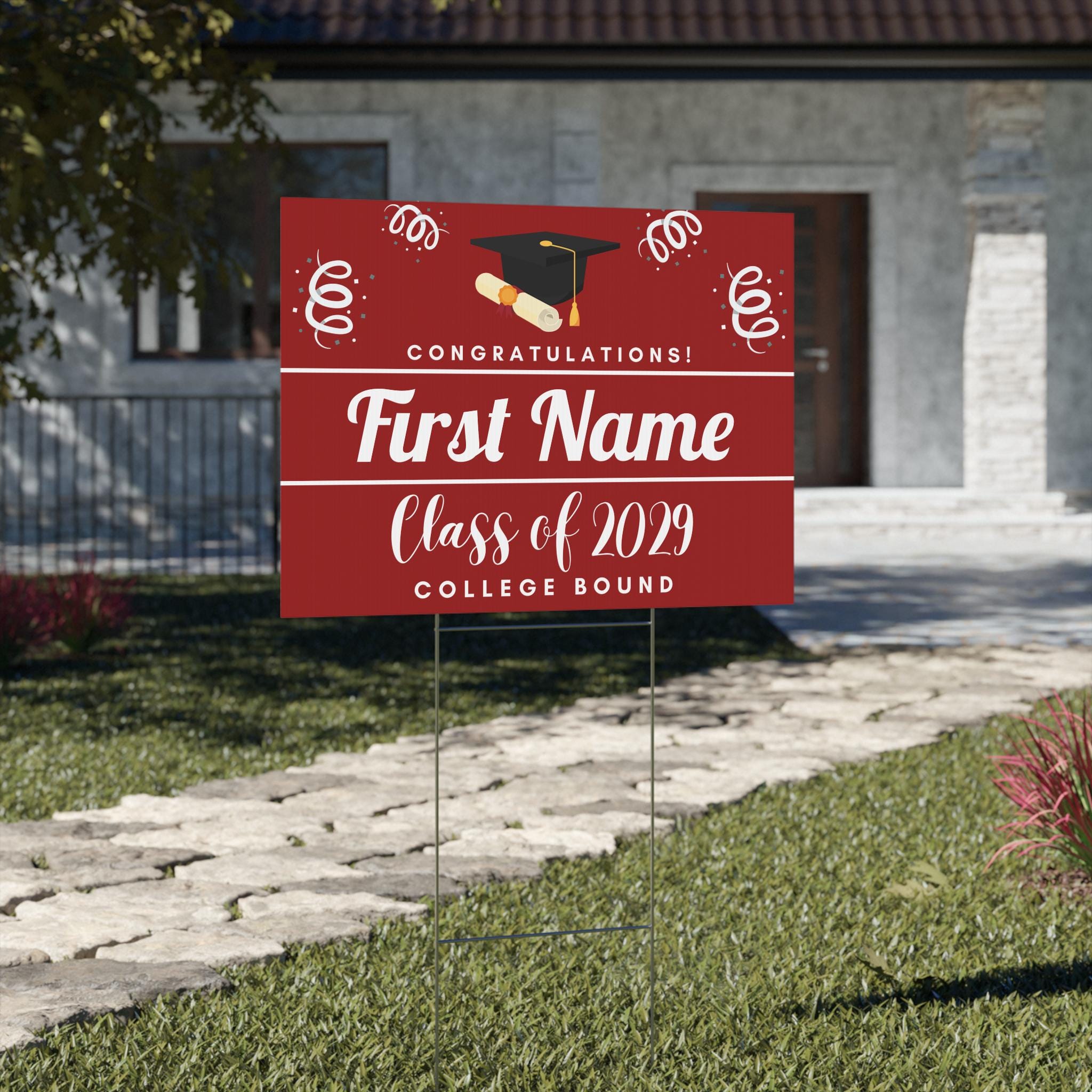 College Bound Yard Sign, Custom Yard Sign, Class of 2029 Yard Sign, Personalized College Bound Yard Sign
