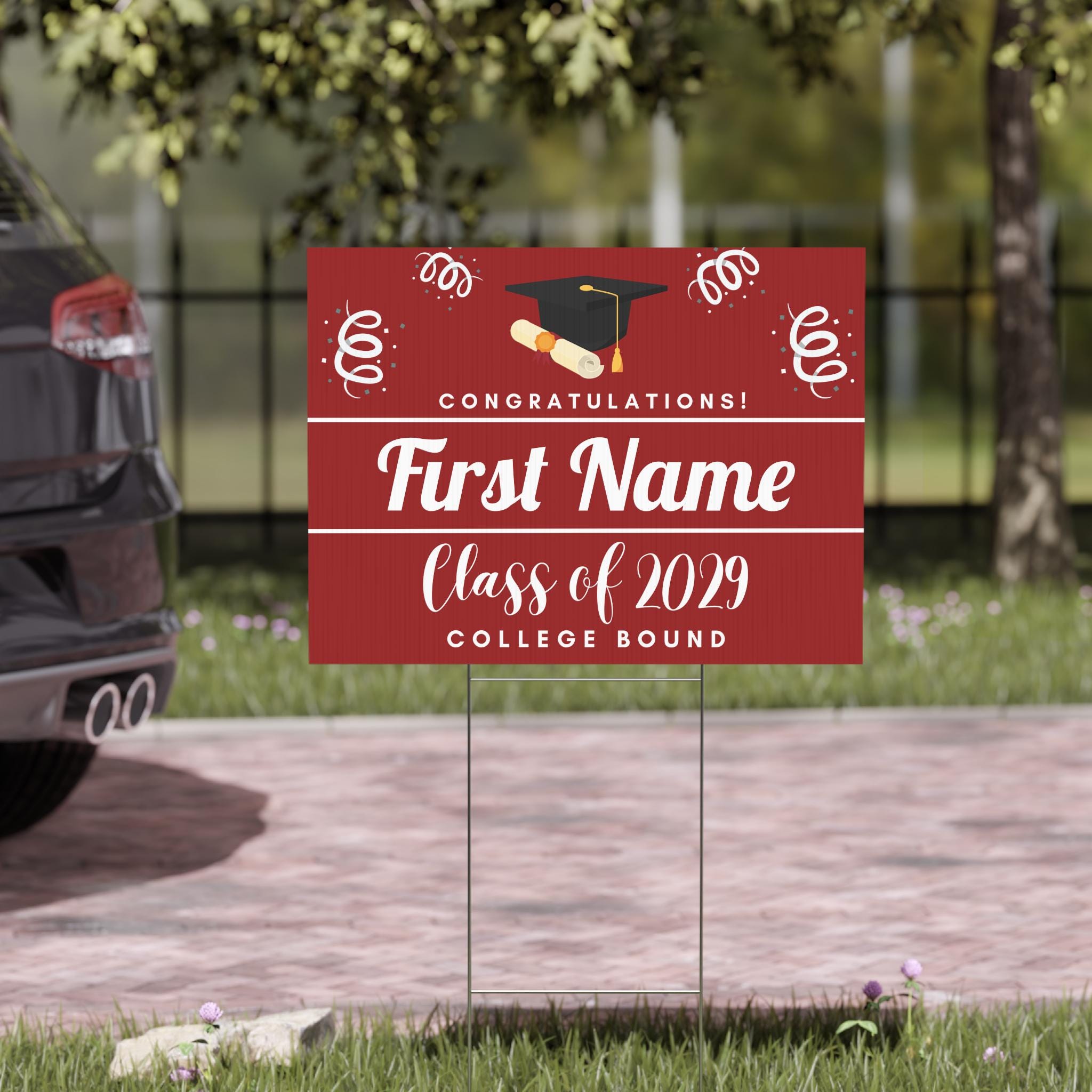 College Bound Yard Sign, Custom Yard Sign, Class of 2029 Yard Sign, Personalized College Bound Yard Sign