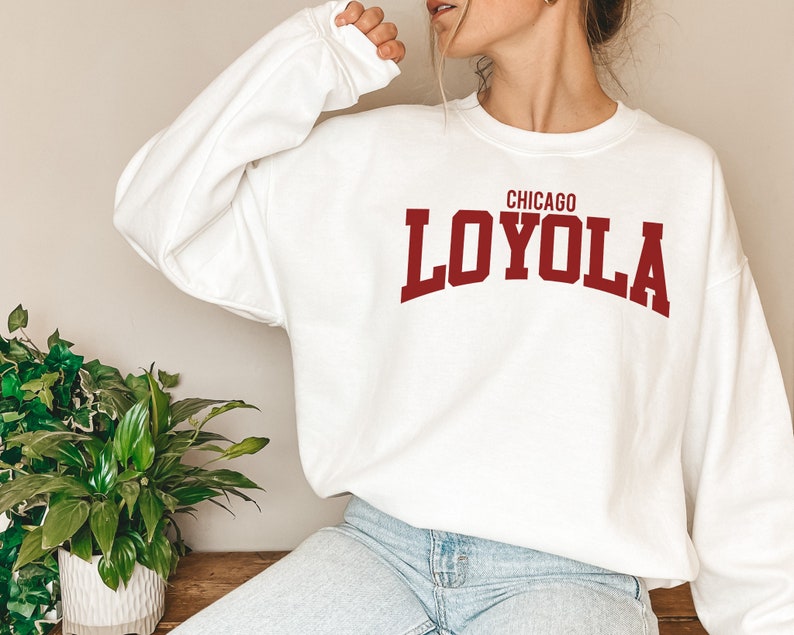 Loyola Chicago-tröja, collegetröja, universitetshoodie, present till student White