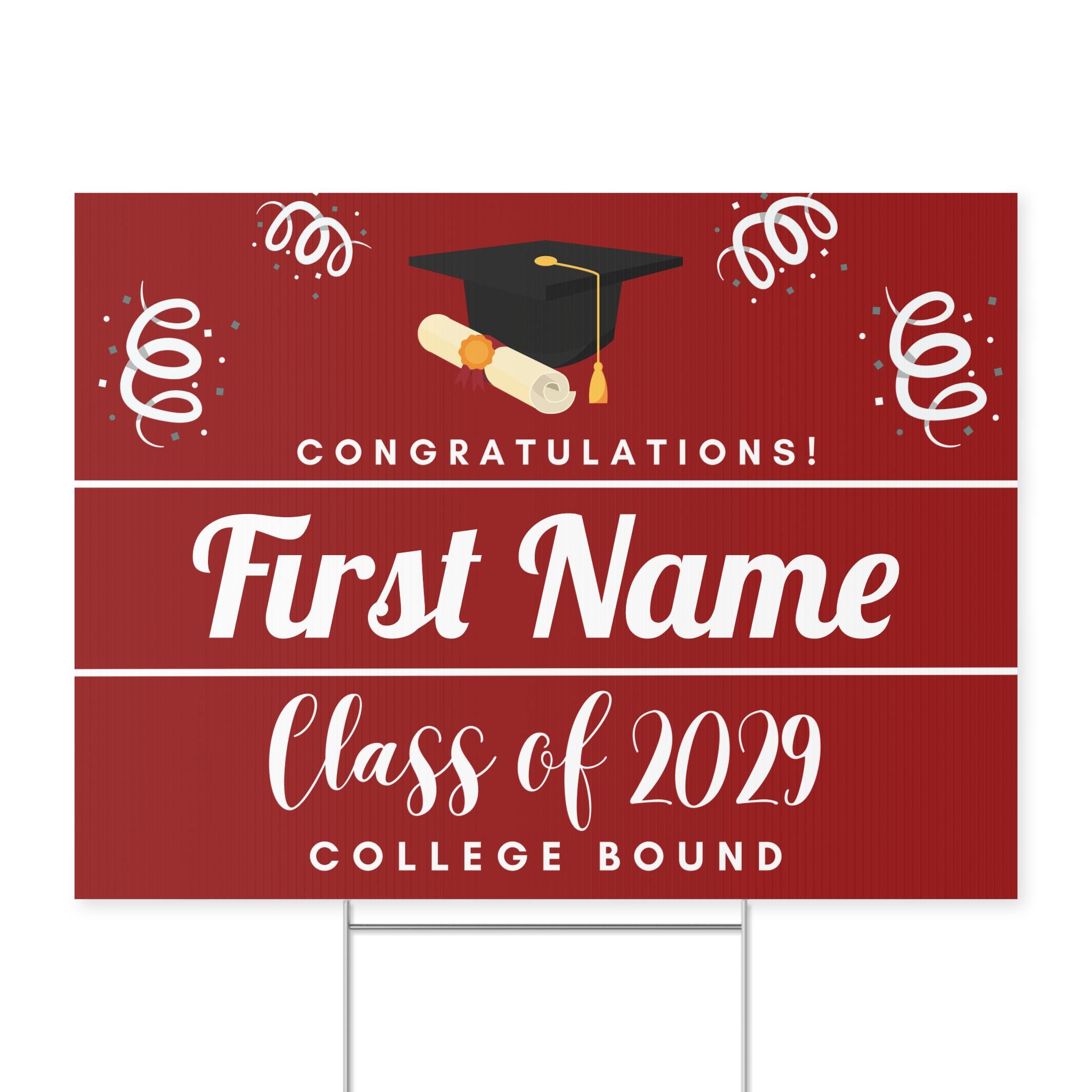College Bound Yard Sign, Custom Yard Sign, Class of 2029 Yard Sign, Personalized College Bound Yard Sign