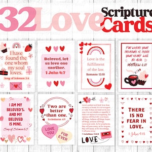 32 Liebes-Themen Valentinstag Schriftkarten Bundle 3.5x2.5, bedruckbare, liebevolle Bibelverse zur Förderung von 32 einzelnen Karten .jpg