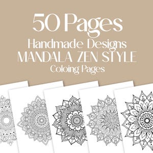 50 Pages Mandala Zentangle Style Flower Circle Coloring Pages, Download SVG with Pigment, InColor | Printable DIY Cricut for Relaxing Art