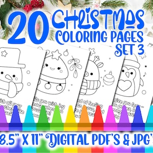 20 Bible Verse Coloring Pages Printable Bundle for Christmas, Inspiration, Religious Coloring Book, Adults, Activities, Kids, SET 3
