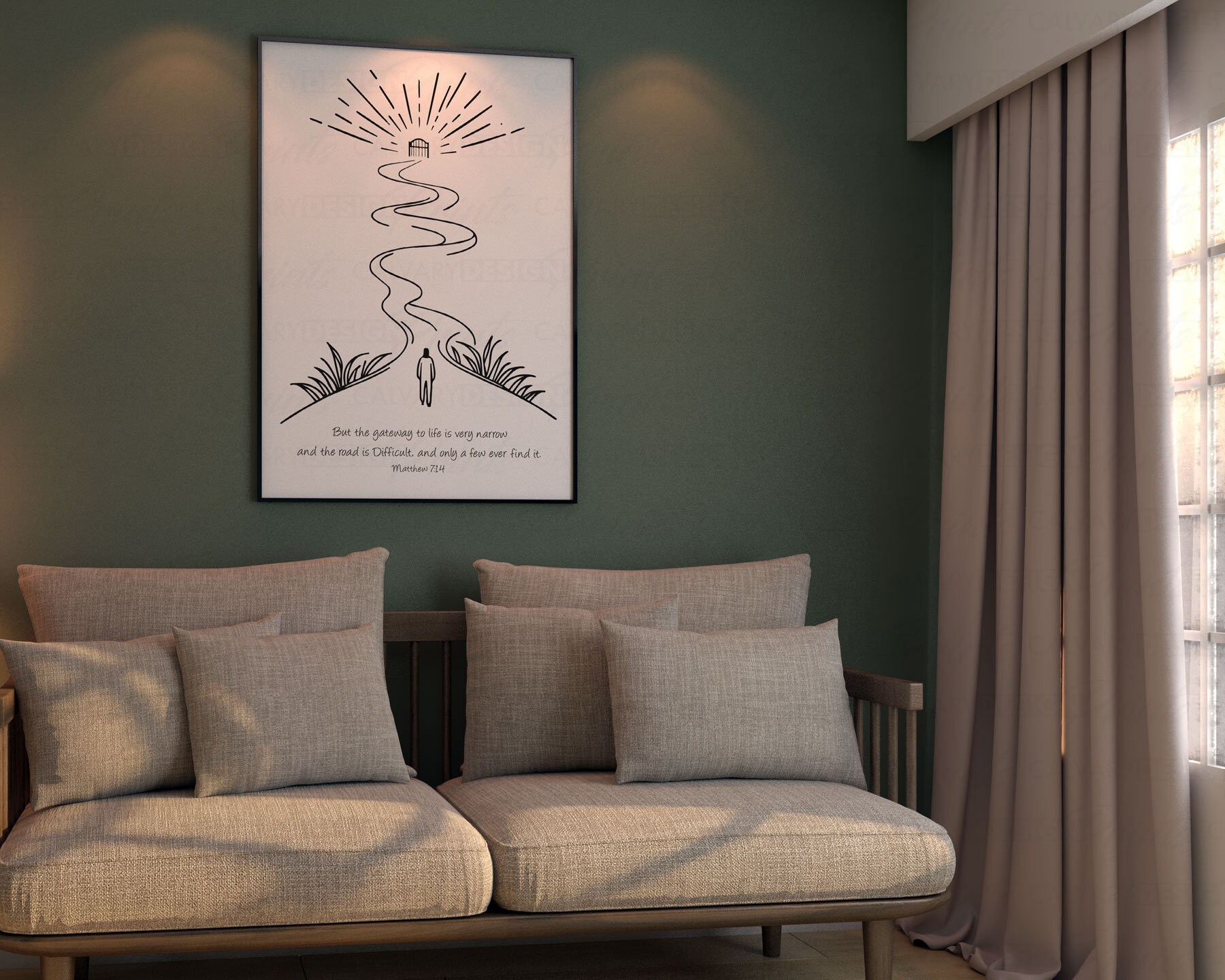 Matthew 7:14 Wall Art Printable Poster Minimalist Style, Narrow Road ...