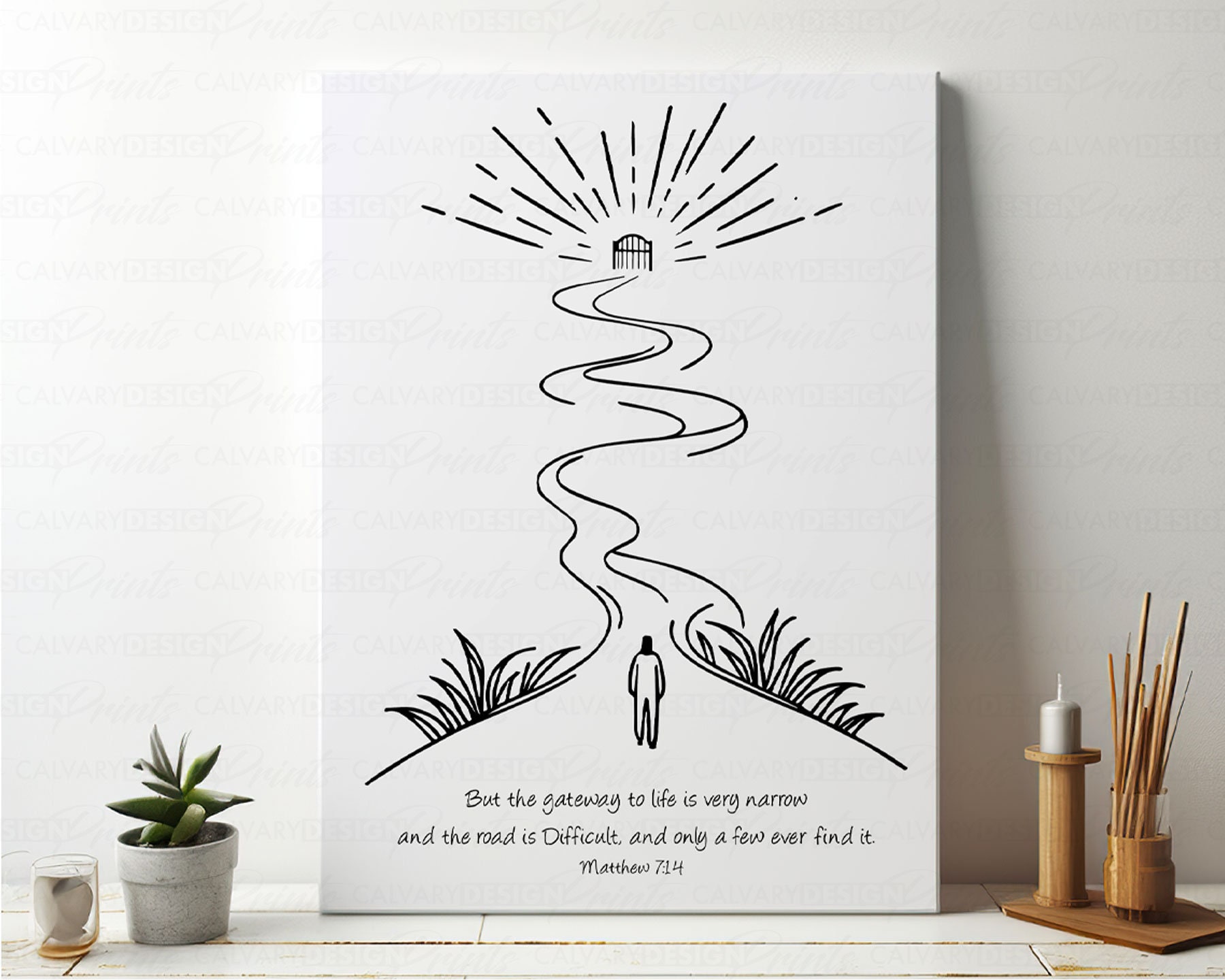 Matthew 7:14 Wall Art Printable Poster Minimalist Style, Narrow Road ...