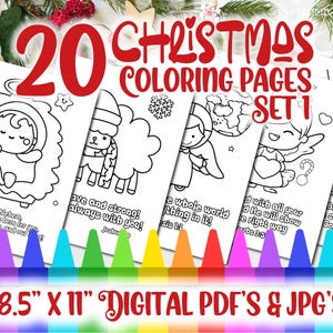 20 Bible Verse Coloring Pages Printable Bundle for Christmas, Inspiration, Religious Coloring Book, Adults, Activities, Kids, SET 1
