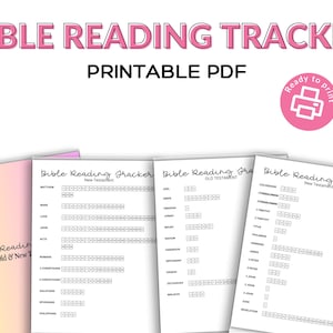 Bible Reading Tracker Printable, Daily Bible Study Planner, Bible Reading Log, Chapter by Chapter Checklist Reading Log, Bible Reading Plan