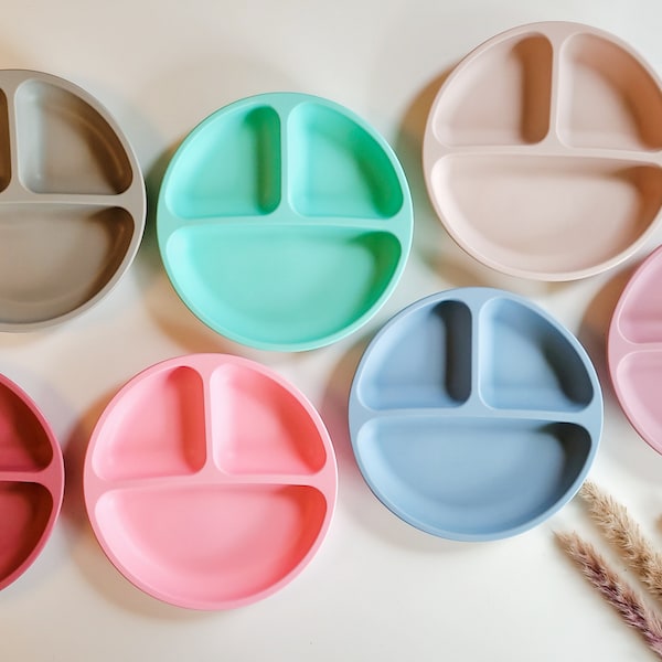 Assiette en silicone avec ventouse / antidérapante / sans BPA / vaisselle bébé et enfant / cadeau bébé