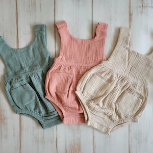 Baby Muslin Romper / One-Piece 100% Organic Cotton Newborn Shooting