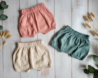 Baby muslin shorts / bloomers / 100% organic cotton